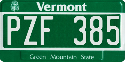 VT license plate PZF385