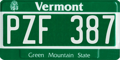 VT license plate PZF387