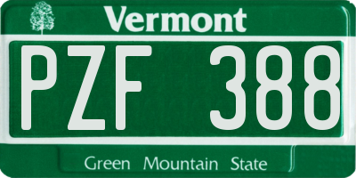 VT license plate PZF388