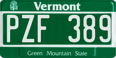 VT license plate PZF389