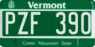 VT license plate PZF390