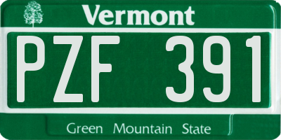 VT license plate PZF391