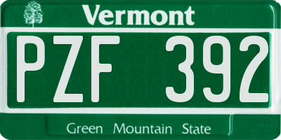 VT license plate PZF392