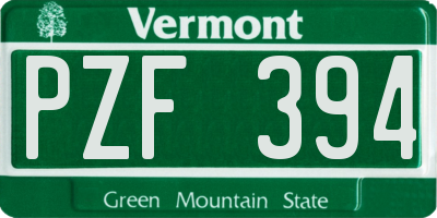 VT license plate PZF394