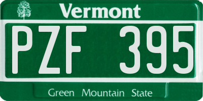 VT license plate PZF395