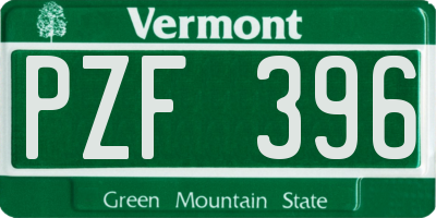 VT license plate PZF396