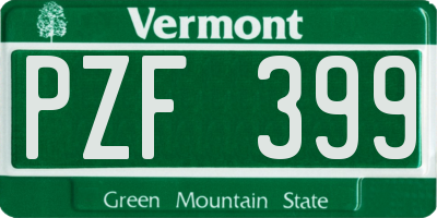 VT license plate PZF399
