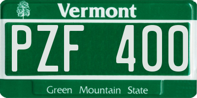 VT license plate PZF400