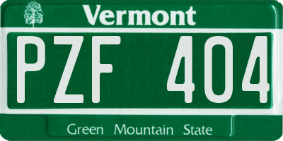VT license plate PZF404