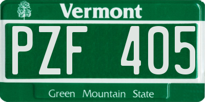 VT license plate PZF405