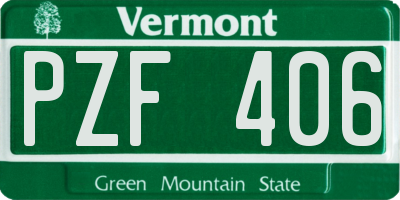 VT license plate PZF406