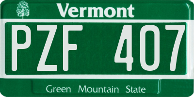 VT license plate PZF407