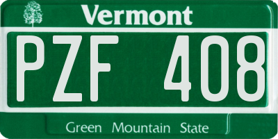 VT license plate PZF408