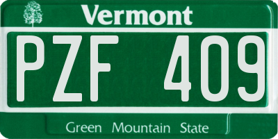 VT license plate PZF409