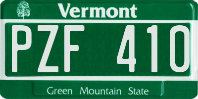 VT license plate PZF410