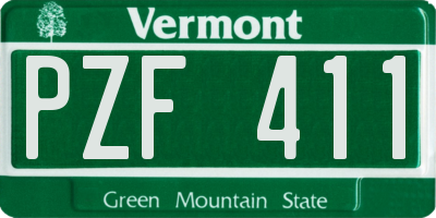 VT license plate PZF411