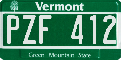 VT license plate PZF412
