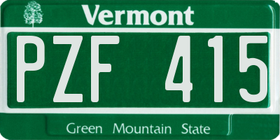 VT license plate PZF415