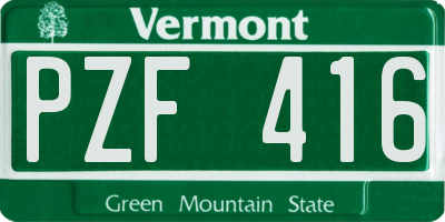VT license plate PZF416