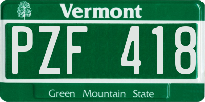 VT license plate PZF418
