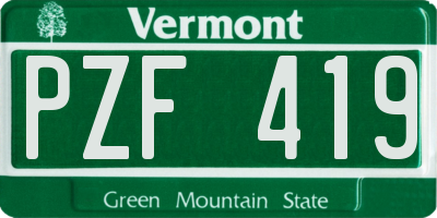 VT license plate PZF419