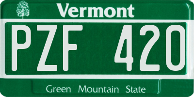 VT license plate PZF420