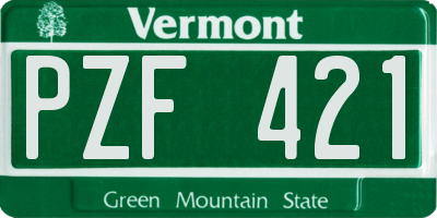 VT license plate PZF421