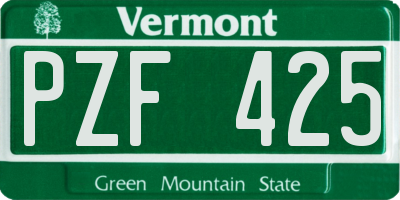 VT license plate PZF425