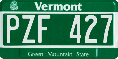 VT license plate PZF427
