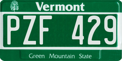 VT license plate PZF429