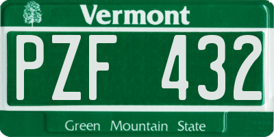 VT license plate PZF432