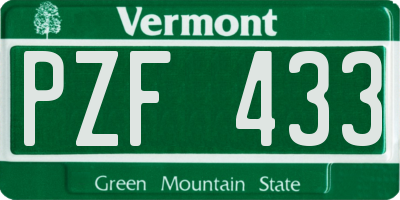VT license plate PZF433