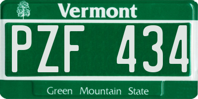 VT license plate PZF434