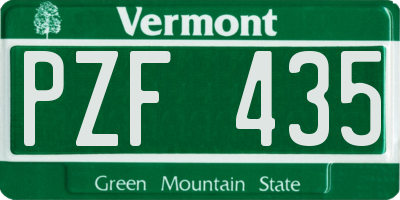VT license plate PZF435