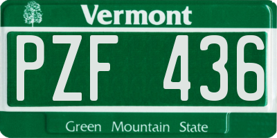 VT license plate PZF436