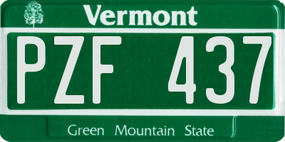 VT license plate PZF437