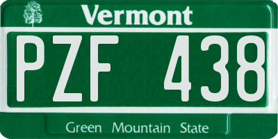 VT license plate PZF438