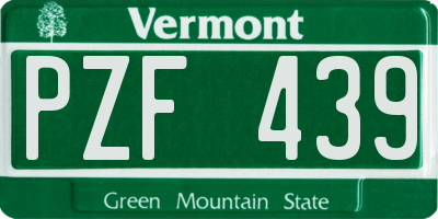 VT license plate PZF439