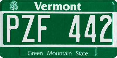 VT license plate PZF442