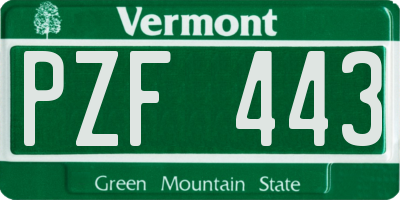 VT license plate PZF443