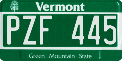 VT license plate PZF445