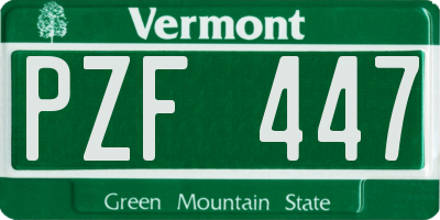 VT license plate PZF447