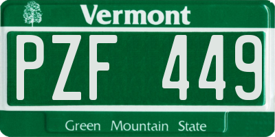 VT license plate PZF449