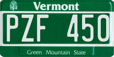 VT license plate PZF450