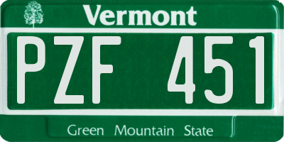 VT license plate PZF451