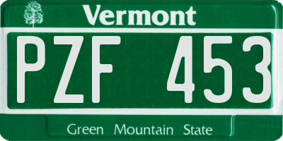 VT license plate PZF453
