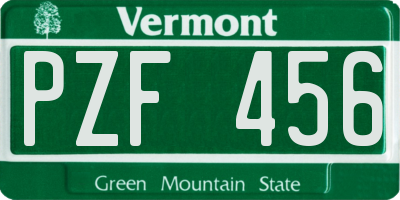 VT license plate PZF456