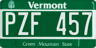 VT license plate PZF457