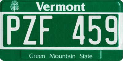 VT license plate PZF459