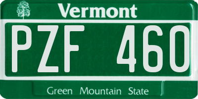 VT license plate PZF460
